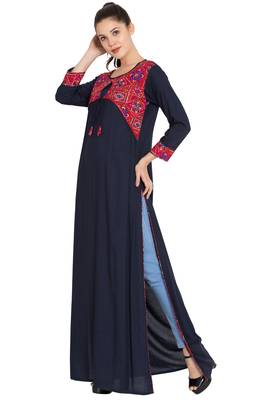 Navy Blue Plain Rayon Islamic Tunics 2