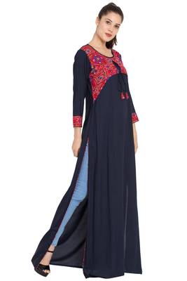 Navy Blue Plain Rayon Islamic Tunics 3