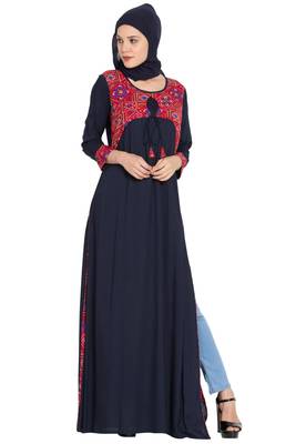Navy Blue Plain Rayon Islamic Tunics 6