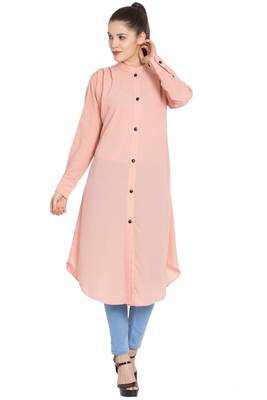 Pink Plain Nida Islamic Tunics 2