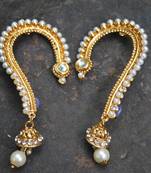 White Stone and pearl embellished beautiful earcuffs for women