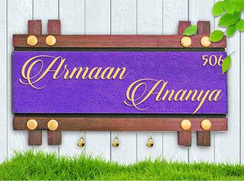 Karigaari India Wooden Name Plate I Customized Name Plate I Door Signs I Door Boards I Name Board for House 1