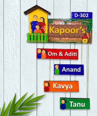 Karigaari India Wooden Family Name Plate for Home Decor I Customized Name Plate I Door Signs Boards I Name Board 2