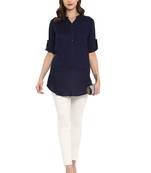 Navy blue plain rayon kurtas and kurtis