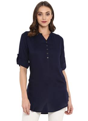 Navy blue plain rayon kurtas and kurtis 2