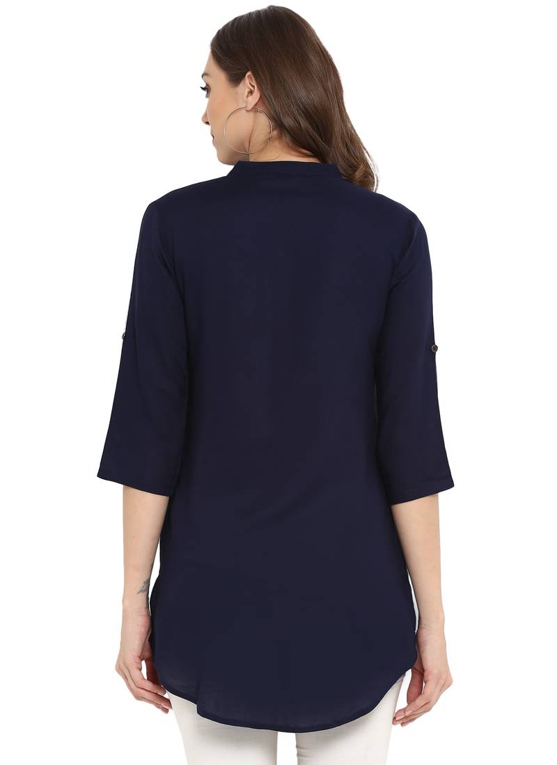 Navy blue plain rayon kurtas and kurtis