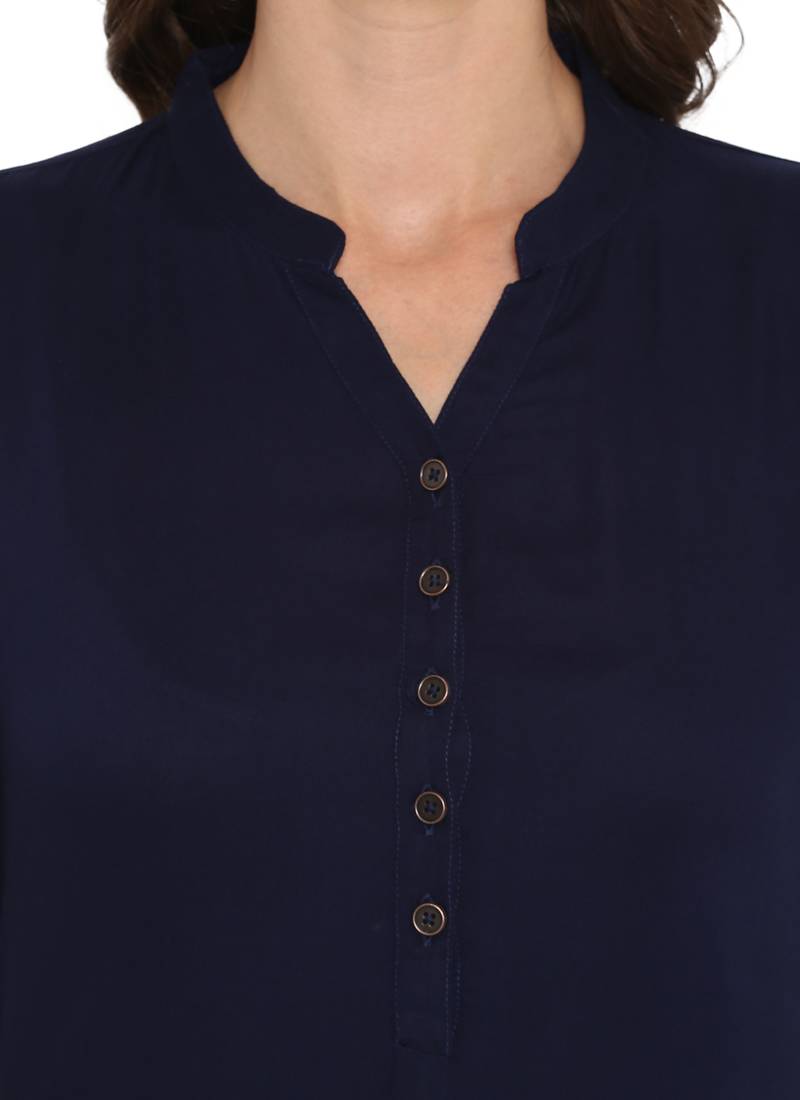 Navy blue plain rayon kurtas and kurtis