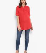 Red plain rayon kurtas and kurtis