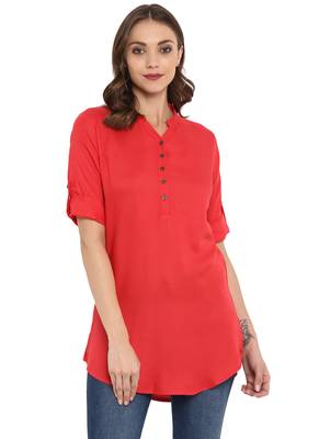 Red plain rayon kurtas and kurtis 2
