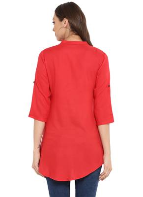 Red plain rayon kurtas and kurtis 3