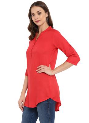 Red plain rayon kurtas and kurtis 4
