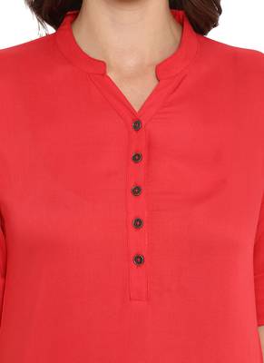 Red plain rayon kurtas and kurtis 5