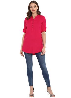 Pink plain rayon kurtas and kurtis 1
