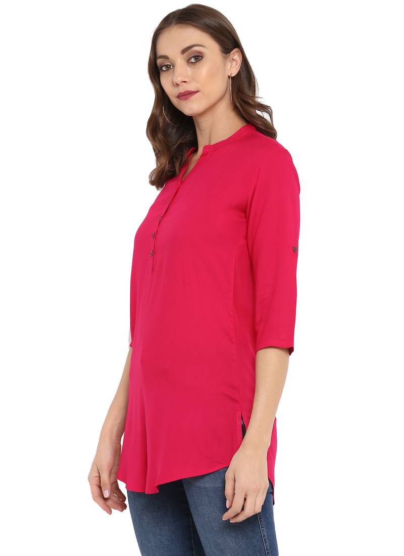Pink plain rayon kurtas and kurtis