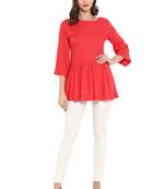 Red plain rayon kurtas and kurtis