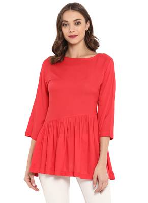 Red plain rayon kurtas and kurtis 2