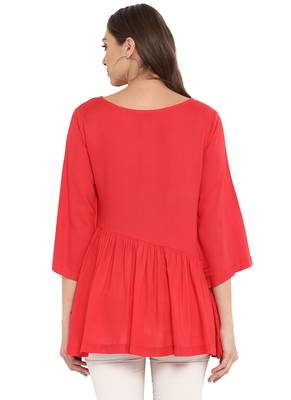 Red plain rayon kurtas and kurtis 3