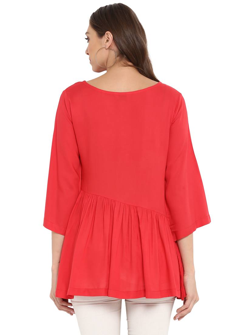 Red plain rayon kurtas and kurtis