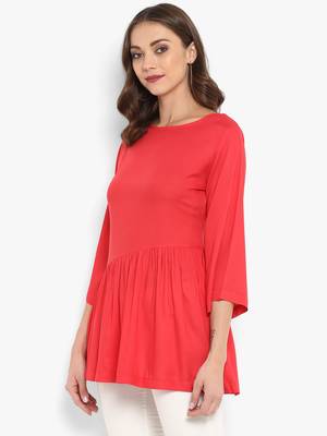 Red plain rayon kurtas and kurtis 4