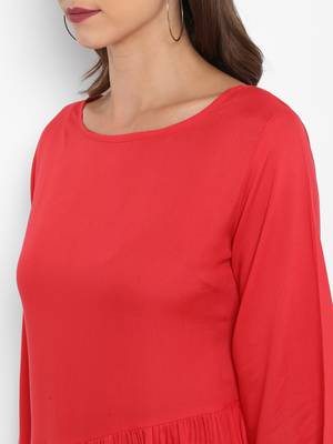 Red plain rayon kurtas and kurtis 5