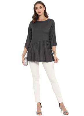 Grey plain rayon kurtas and kurtis 1