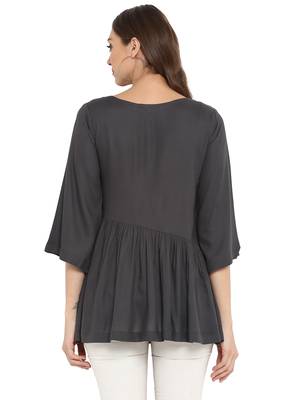 Grey plain rayon kurtas and kurtis 3