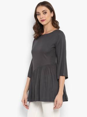 Grey plain rayon kurtas and kurtis 4