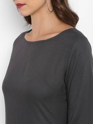 Grey plain rayon kurtas and kurtis 5