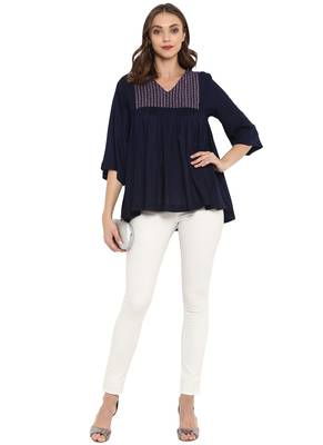 Navy blue plain rayon kurtas and kurtis 1