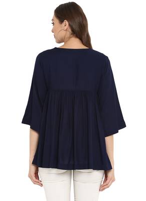 Navy blue plain rayon kurtas and kurtis 3