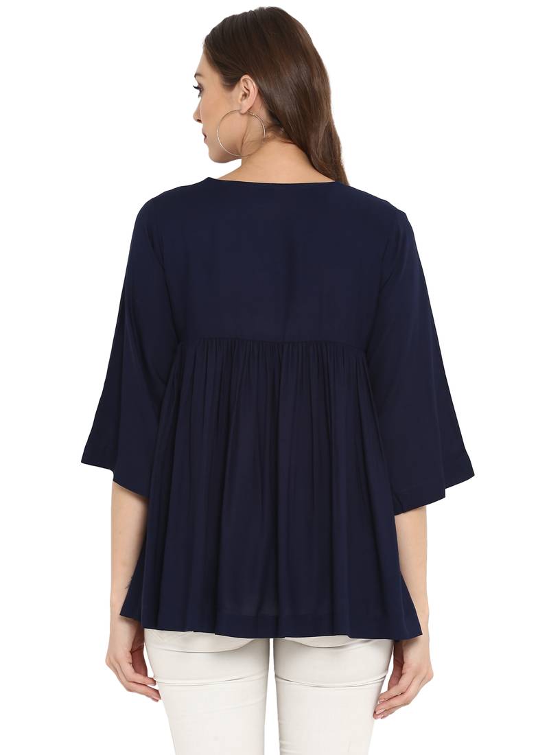 Navy blue plain rayon kurtas and kurtis