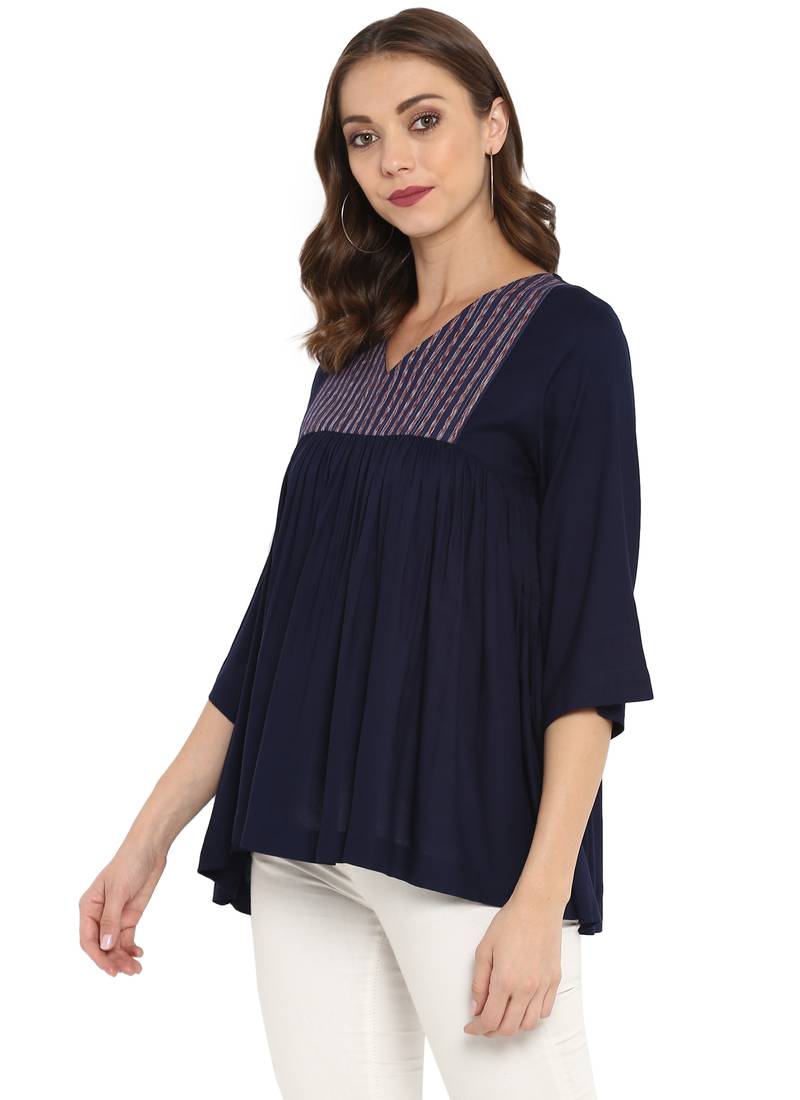 Navy blue plain rayon kurtas and kurtis