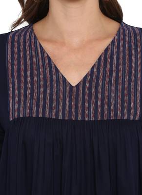 Navy blue plain rayon kurtas and kurtis 5