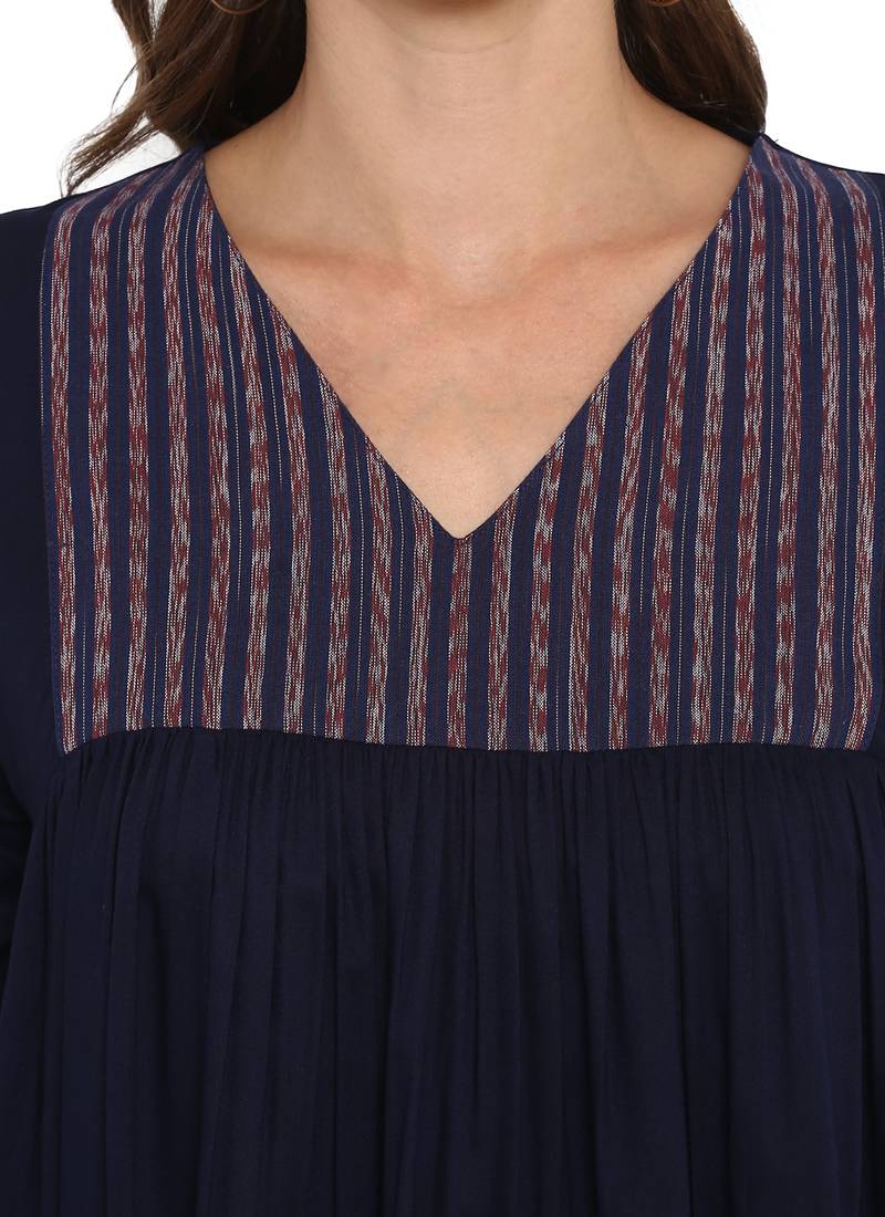 Navy blue plain rayon kurtas and kurtis