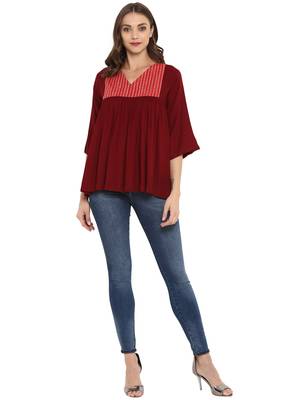 Maroon plain rayon kurtas and kurtis 1