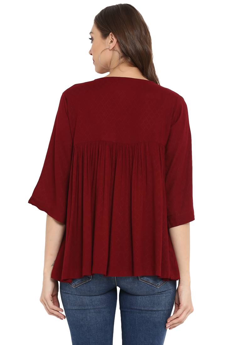 Maroon plain rayon kurtas and kurtis