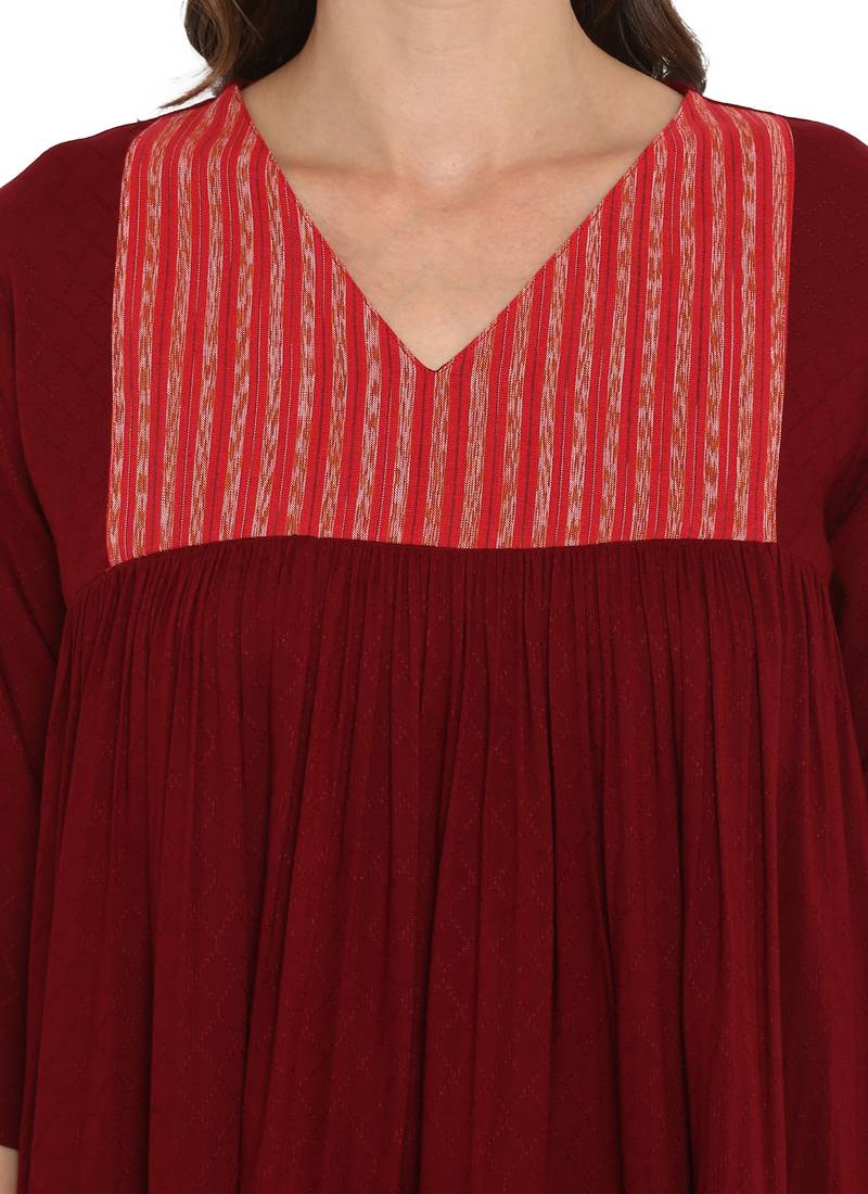 Maroon plain rayon kurtas and kurtis