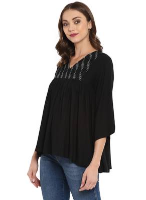 Black plain rayon kurtas and kurtis 4