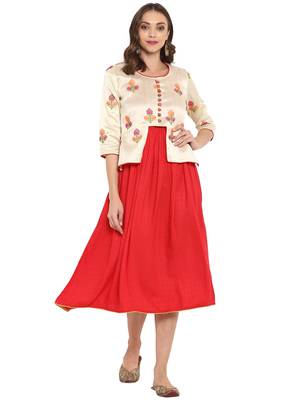 Red printed rayon kurtas and kurtis 1