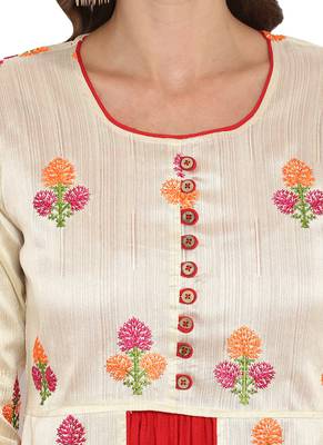 Red printed rayon kurtas and kurtis 5