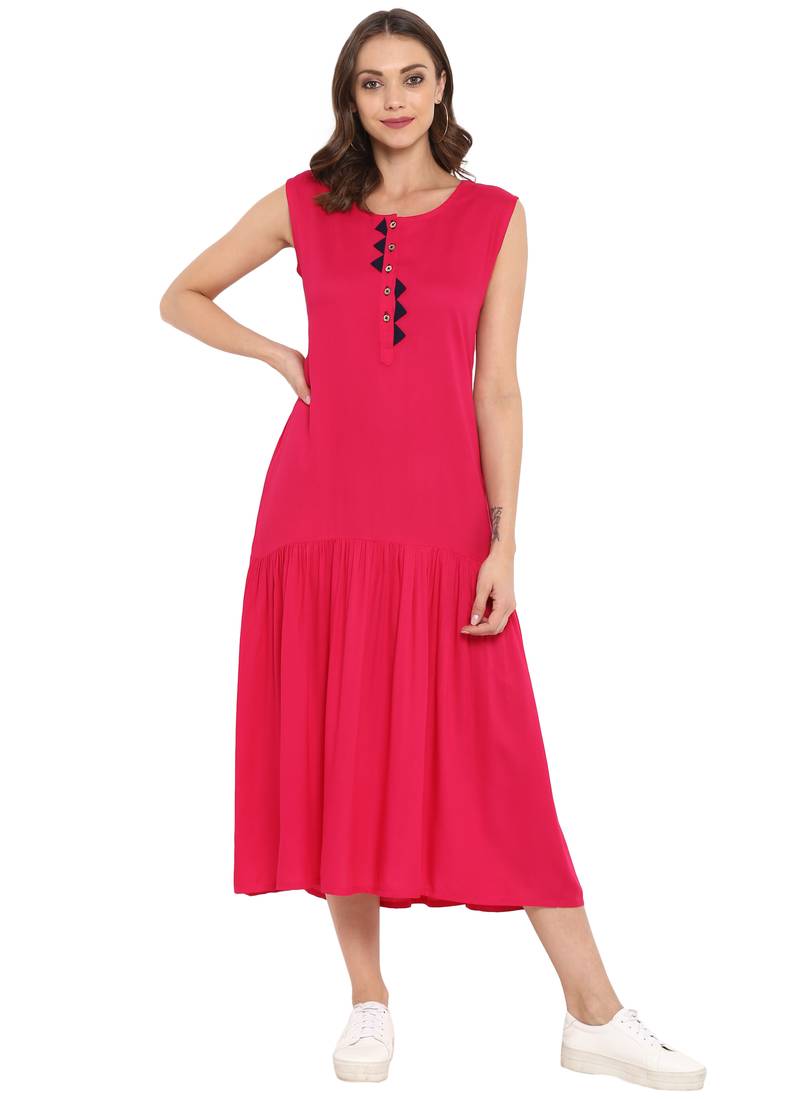 Pink plain rayon kurtas and kurtis
