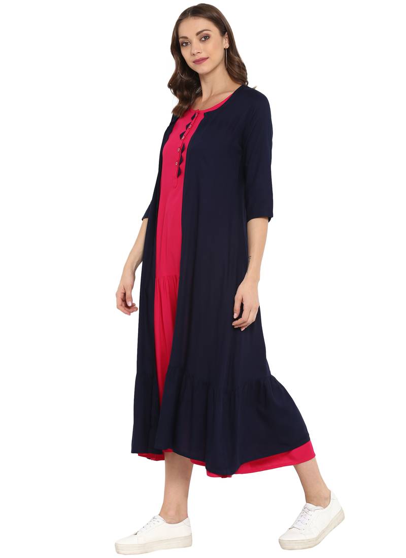 Pink plain rayon kurtas and kurtis
