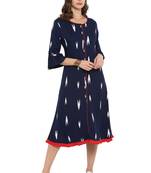 Navy blue printed rayon kurtas and kurtis