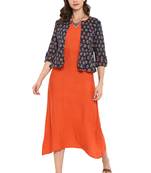 Orange printed rayon kurtas and kurtis
