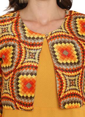 Yellow printed rayon kurtas and kurtis 5
