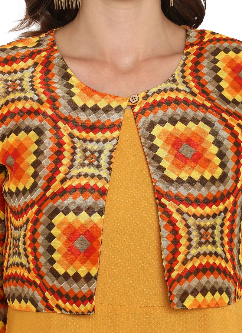 Yellow printed rayon kurtas and kurtis