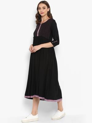 Black plain rayon kurtas and kurtis 4