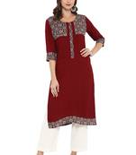 Maroon printed rayon kurtas and kurtis