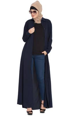 Navy Blue Plain kashibo Abaya 1