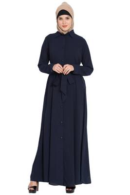 Navy Blue Plain kashibo Abaya 3
